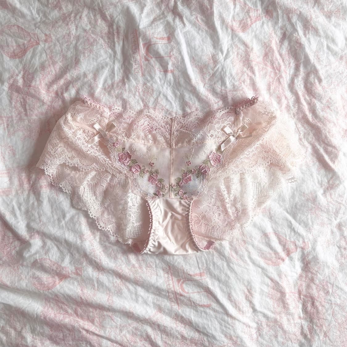 레이스 자수 핑크 브라&팬티 2종 set 75b 일브 일본 히메 로걀 상품이미지2