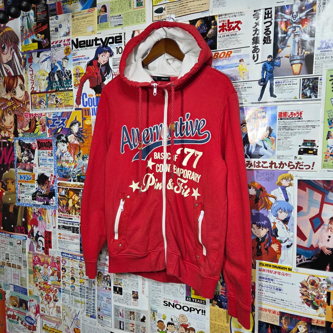 키치 프린팅 자수 하이넥 후드집업 상품이미지2