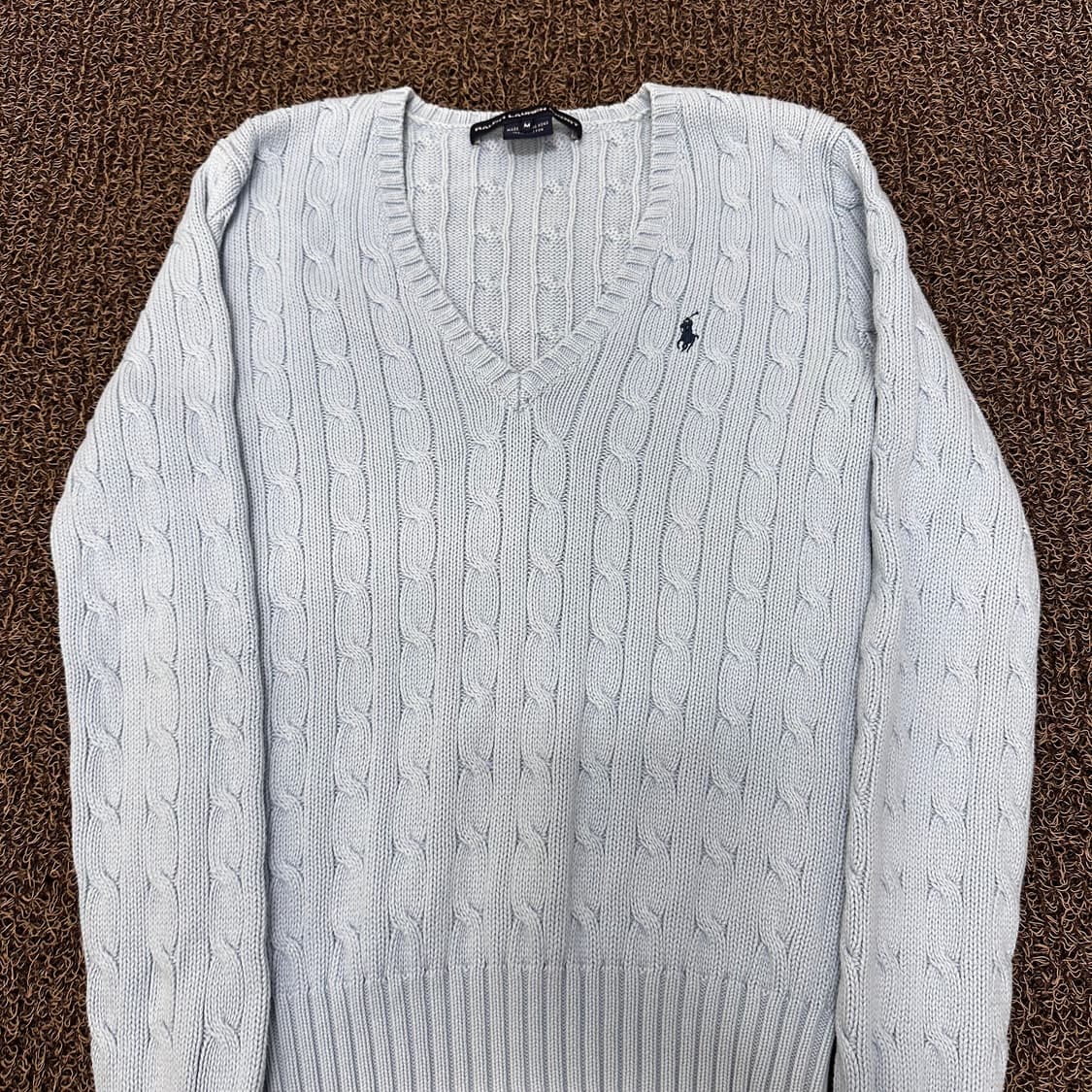 POLO 폴로 랄프로렌 여성 브이넥 꽈배기 케이블 니트 M 상품이미지2