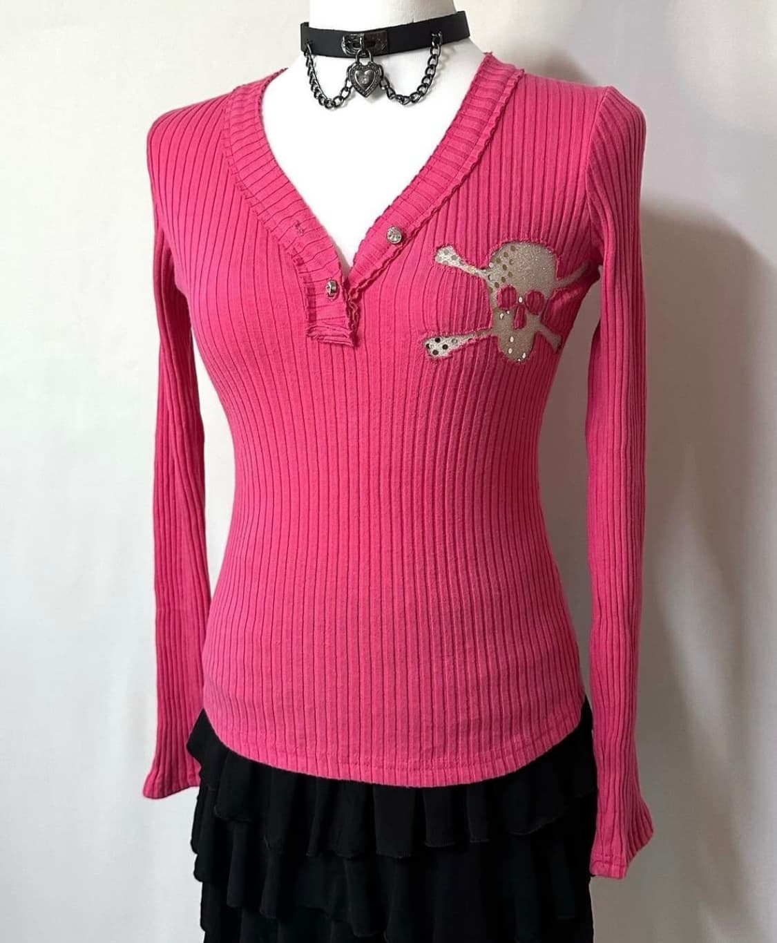 핑크 골지 갸루 펑크 니트 상품이미지2