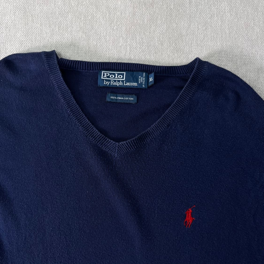 100 폴로랄프로렌 피마코튼 브이넥 네이비 니트 상품이미지2