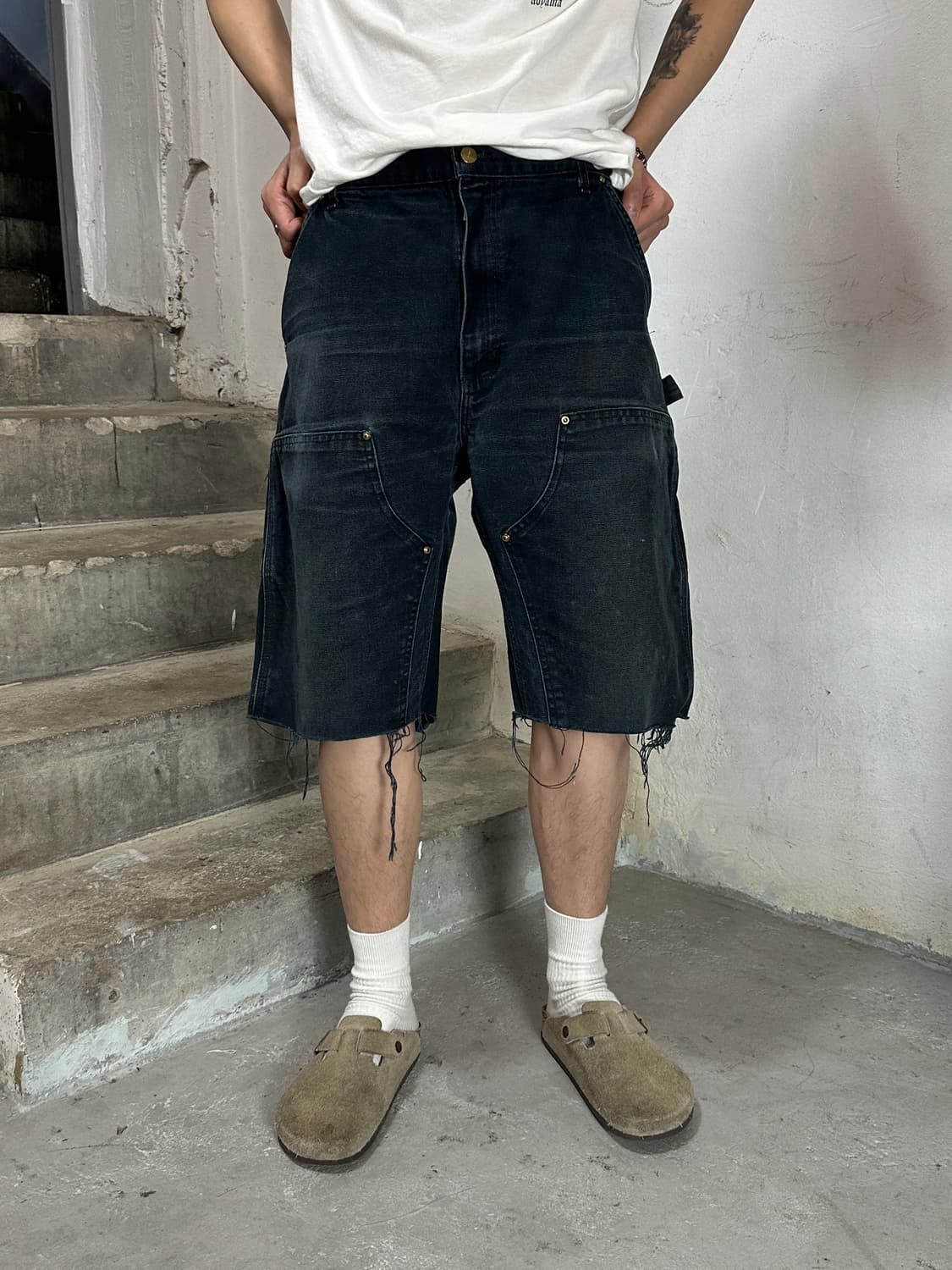 OG USA Made 칼하트 B01 더블니 쇼츠 칼하트 썩블니 블랙 상품이미지2