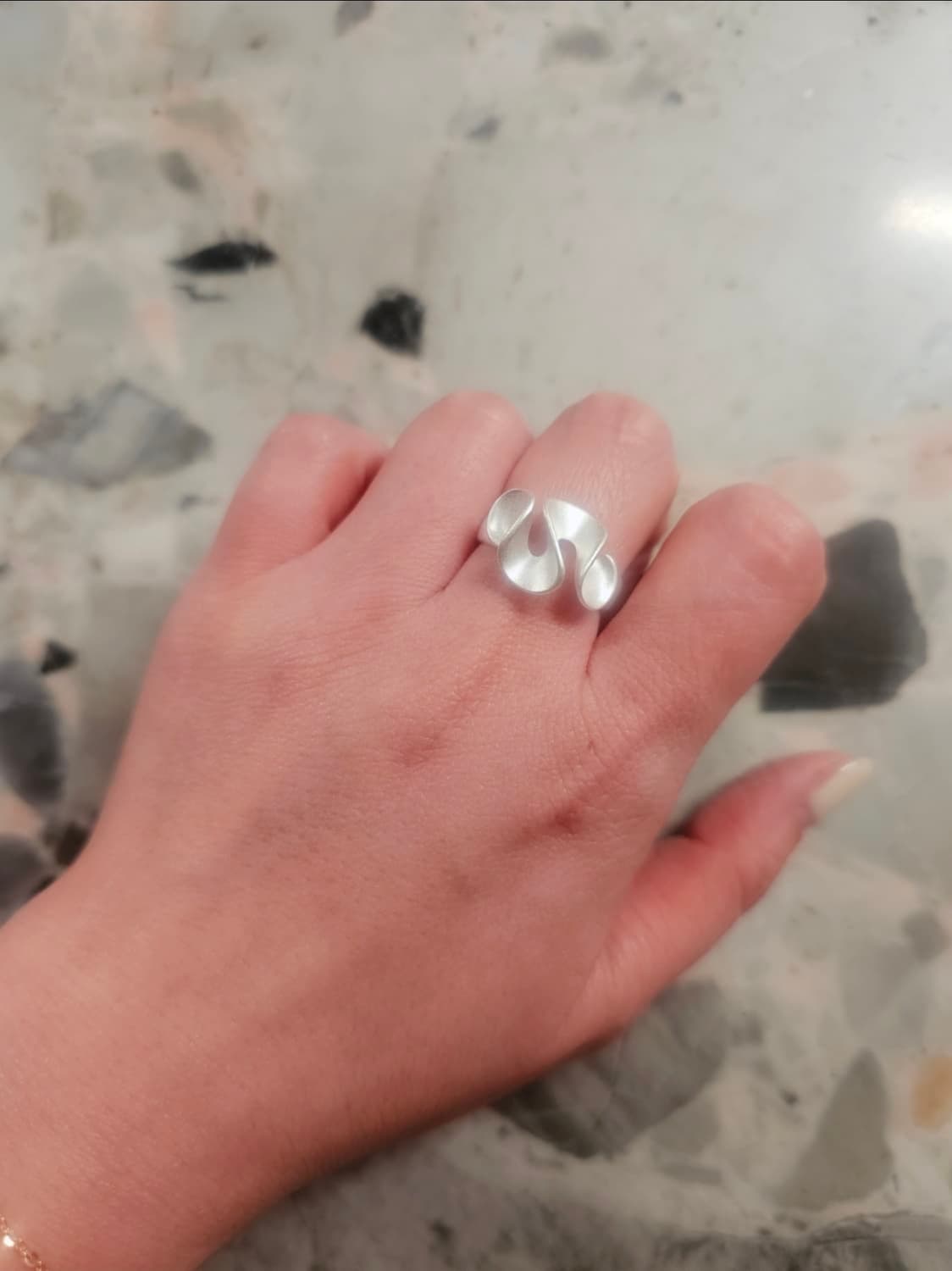 무광 실버 물결 웨이브 오픈 링  은반지 상품이미지4