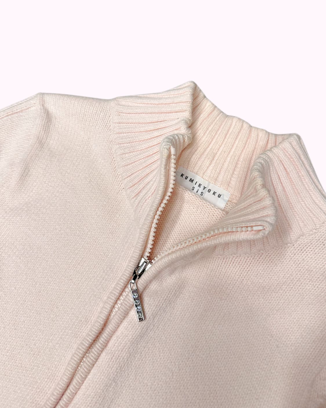 pink knit crop zip-up 상품이미지4