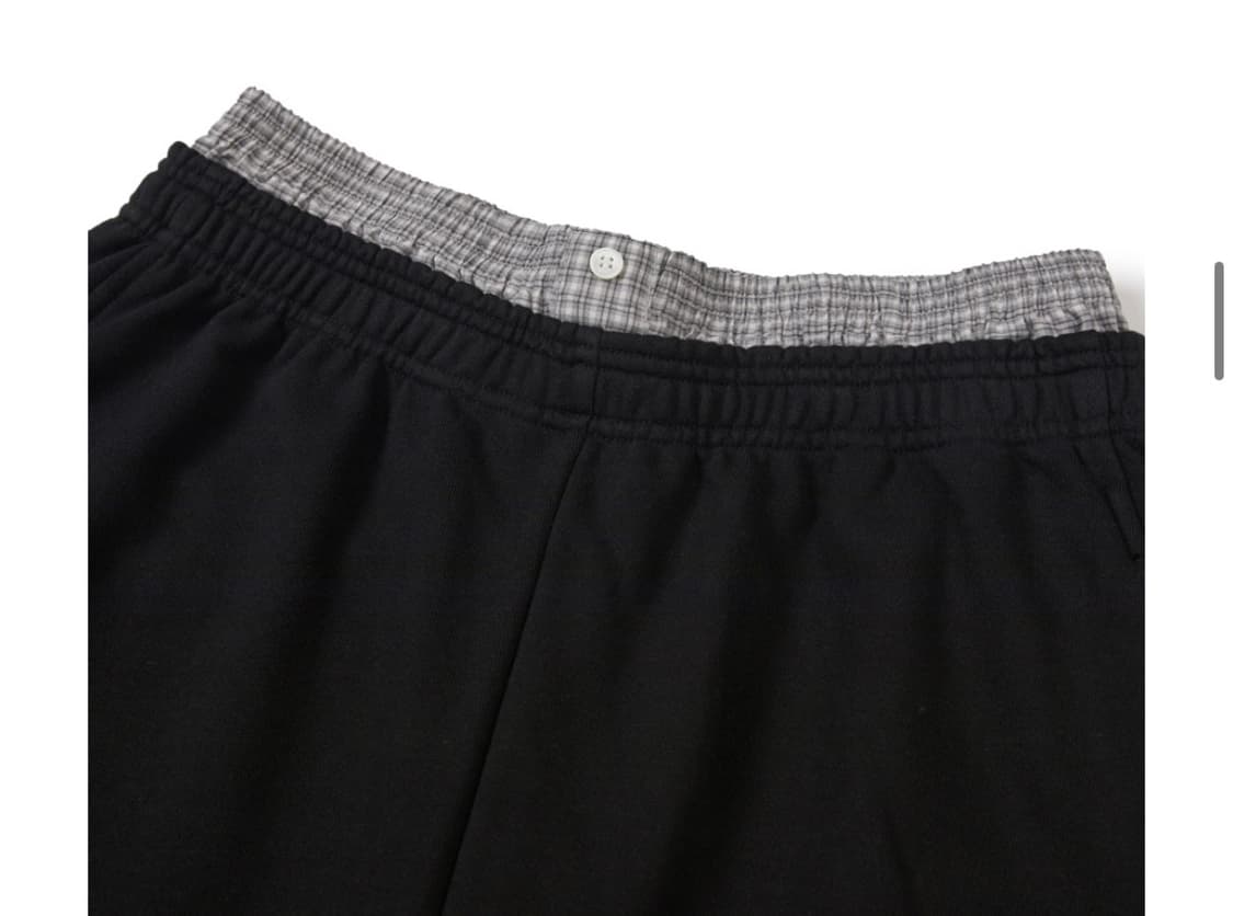 LCDC TM 레이어드 체크 스웻팬츠 블랙 상품이미지4