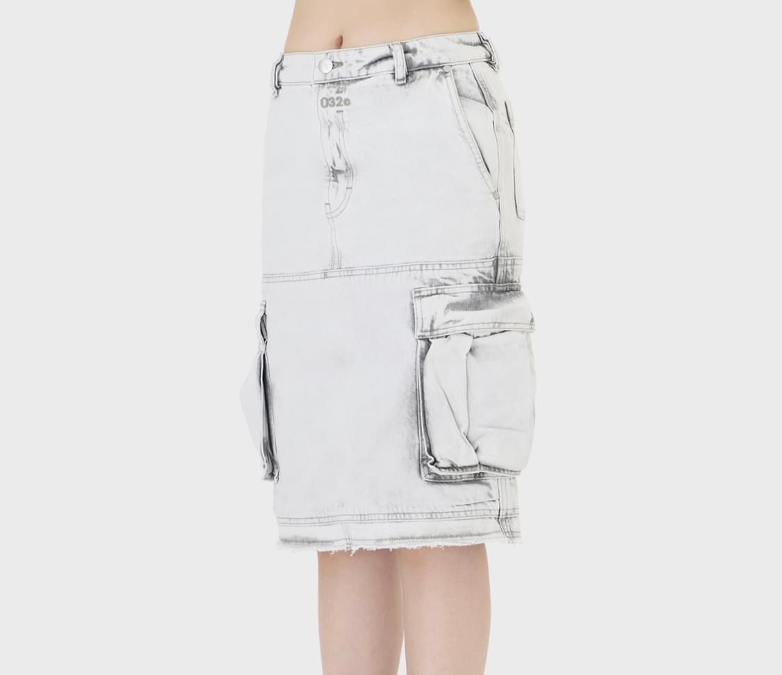 032c 마이 오운 마인드 프레이드 데님 스커트 워시드 그레이 상품이미지1
