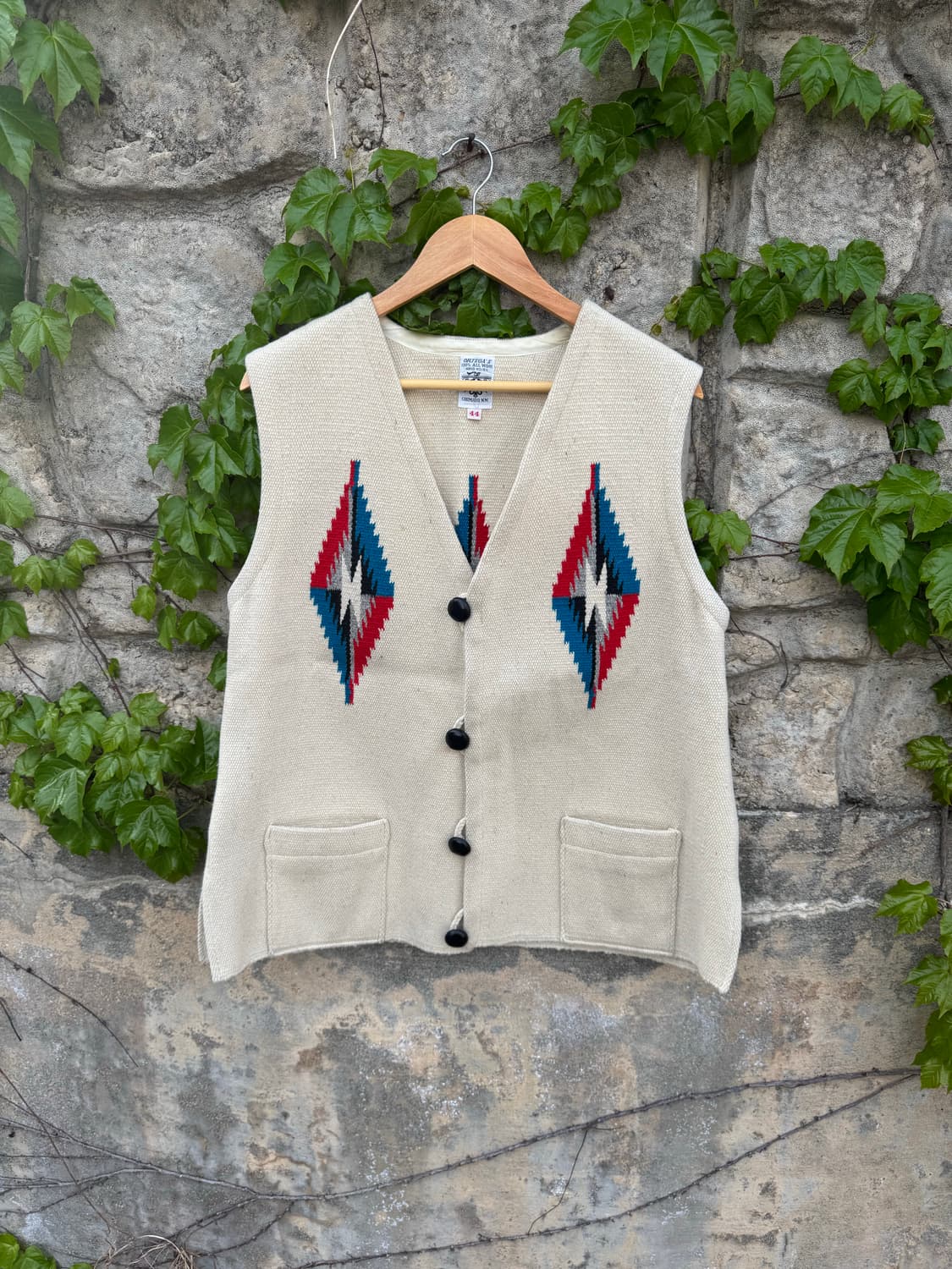 70s 오르테가 빈티지 핸드 우븐 울 웨스턴 치마요 베스트 조끼 상품이미지1