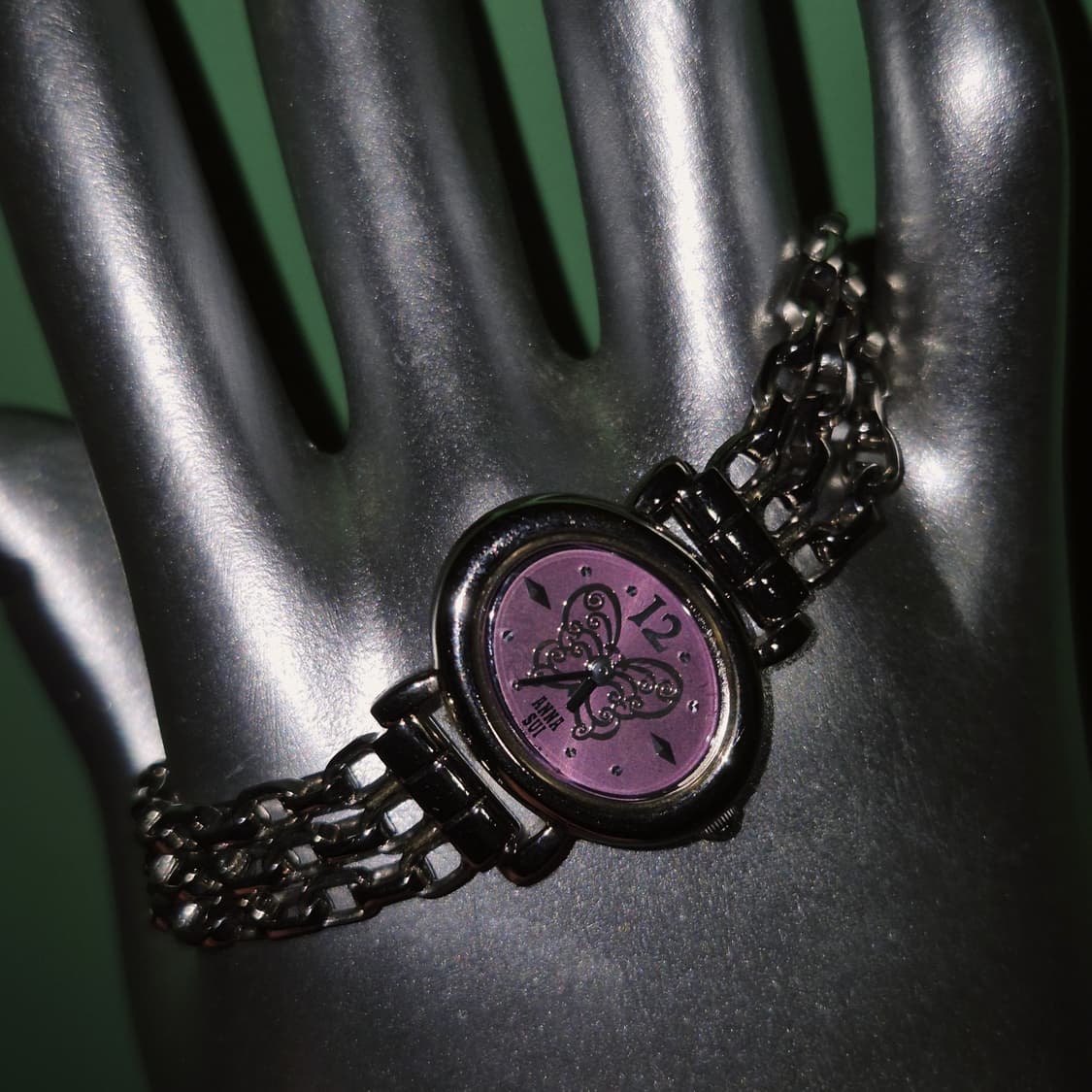 06s 안나수이 퍼플 나비 오발 체인 손목 시계 상품이미지8