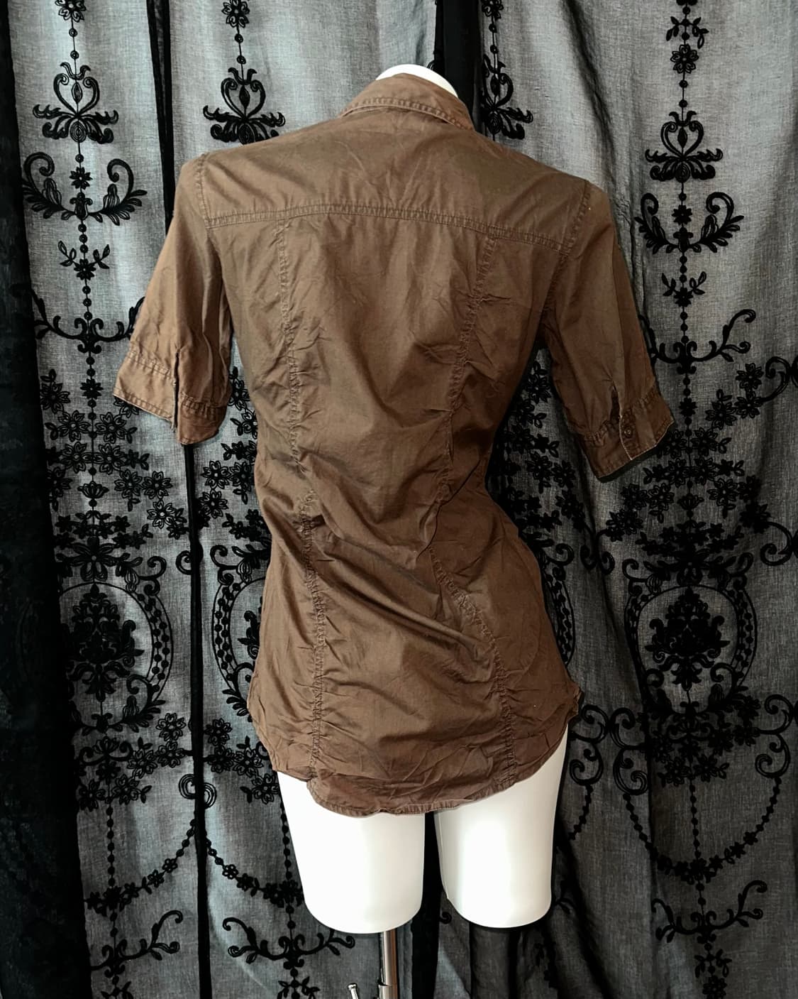 brown shirring shirt 상품이미지3