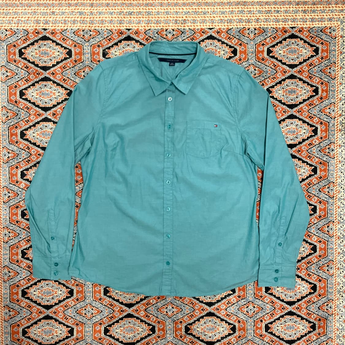 타미힐피거 청록 포켓 셔츠 여성L 상품이미지1