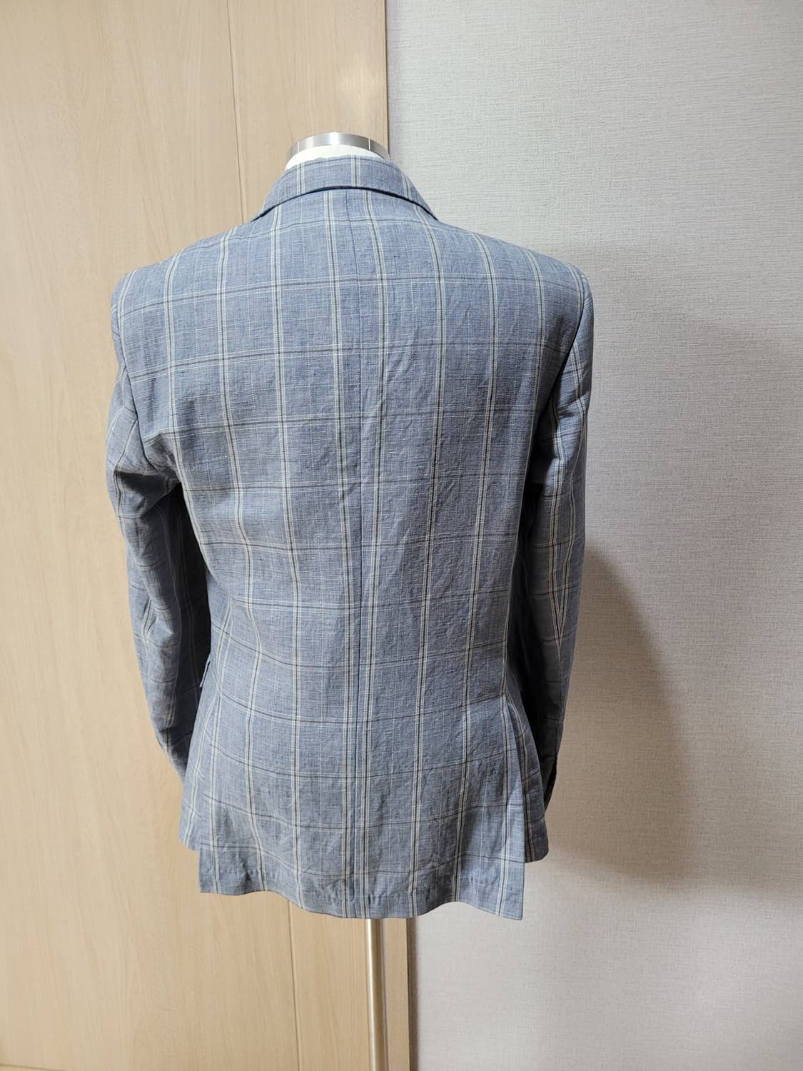 자라맨 ZARAMAN 린넨 체크 더블자켓 100 스카이블루 상품이미지6