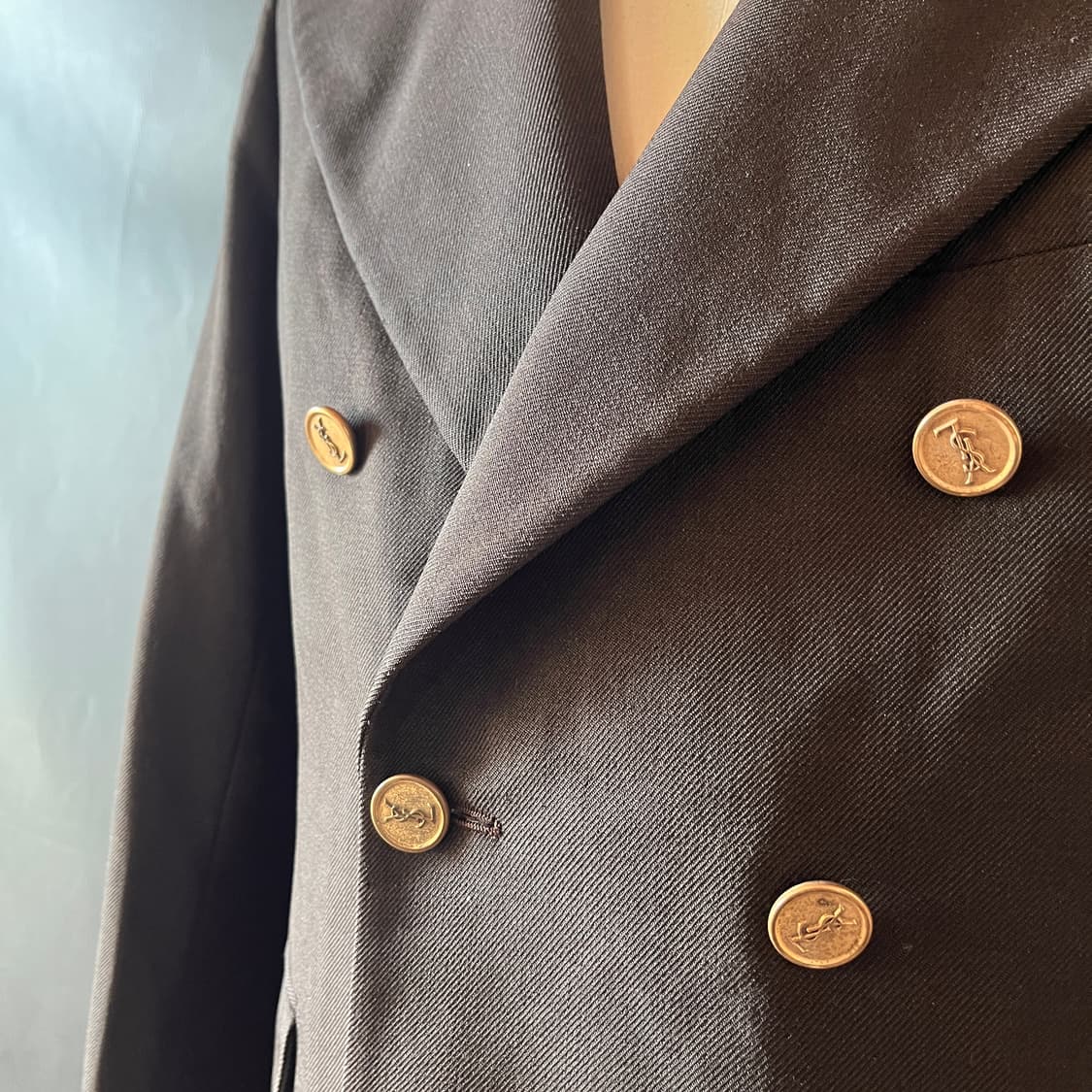  80s 프랑스 입생로랑 금장 로고 더블 자켓 Made in France 상품이미지4