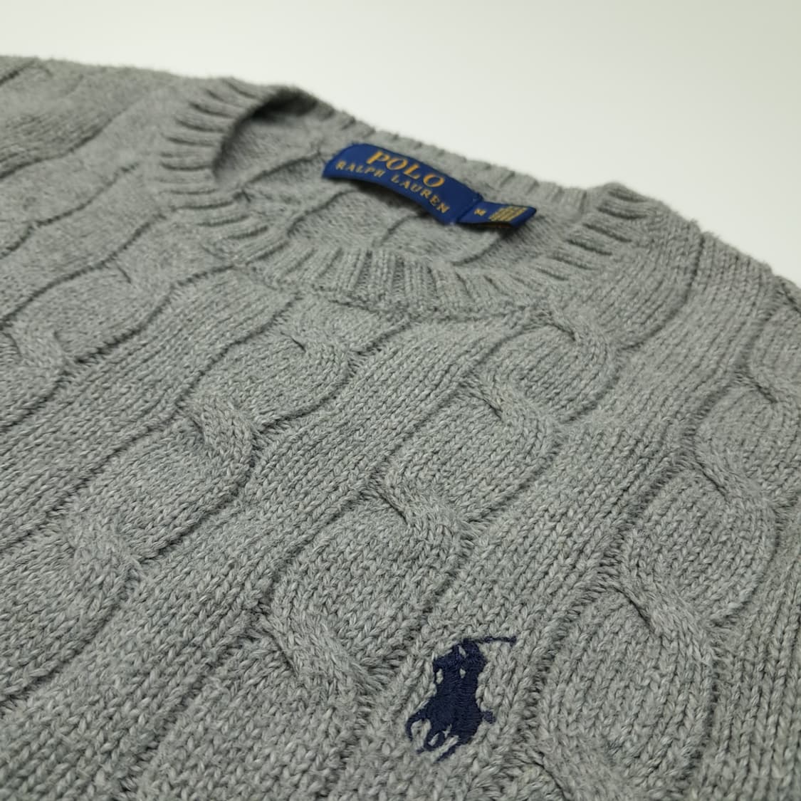 CL009 M 폴로 랄프로렌 케이블 니트 - 멜란지 그레이 상품이미지4