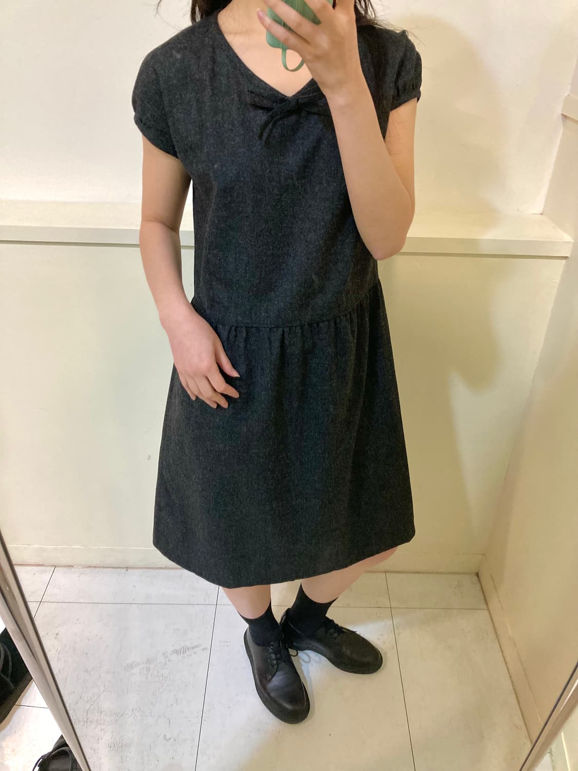 차콜 리본 울 미디 원피스 상품이미지9