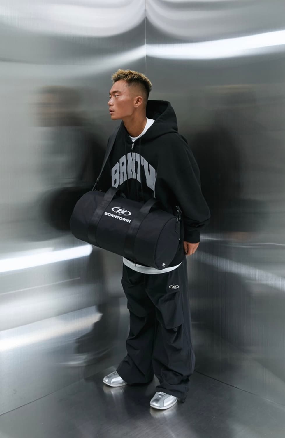 본투윈 B8 더플백 원통형 가방 크로스백 블랙 상품이미지4