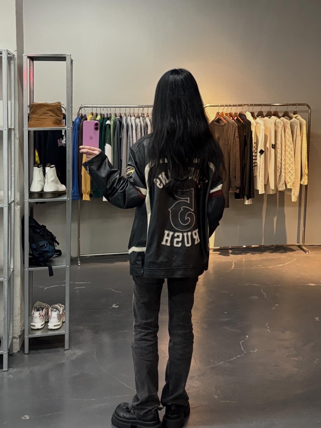 후부 빅로고 바이커 레더자켓 A2857 상품이미지2