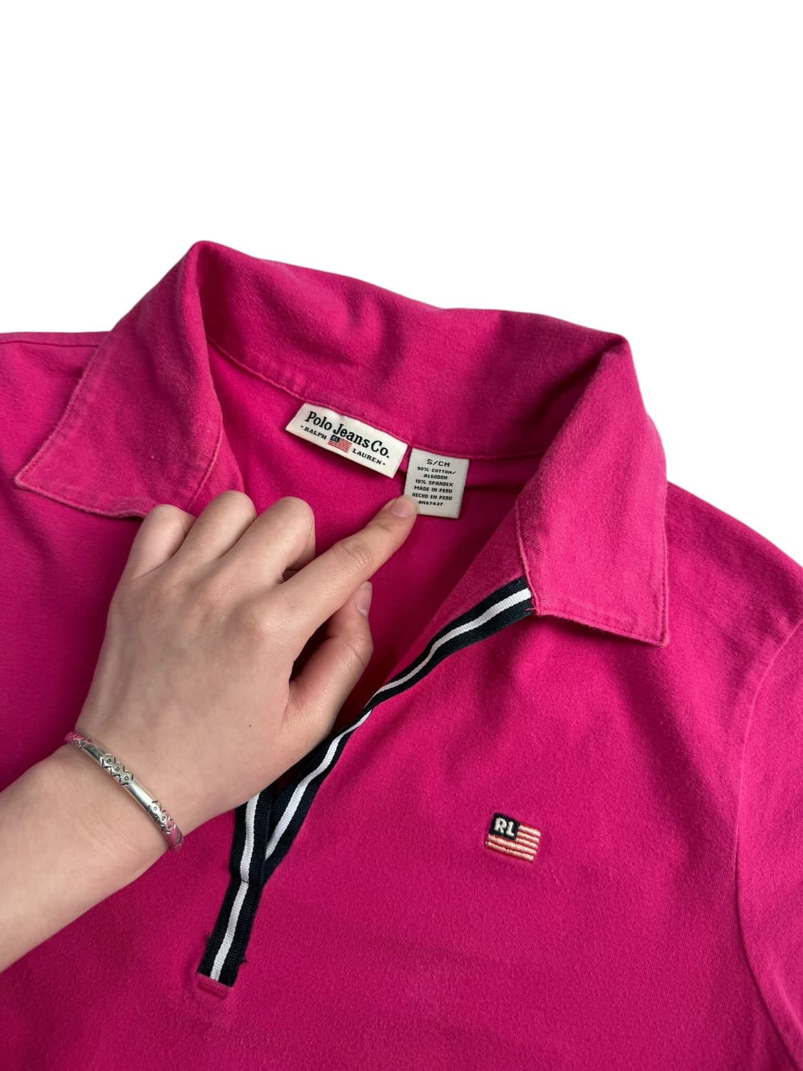 폴로 진스 핫핑크 딱붙 반팔티 상품이미지8
