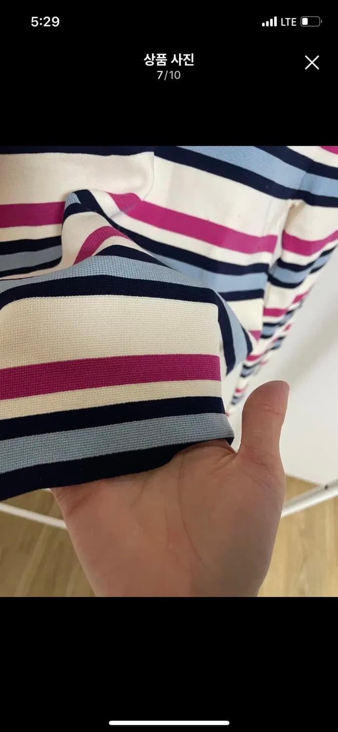 핑크 ZARA 자라  긴팔 티셔츠 ZARA 자라 스트라이프 슬림 긴팔  상품이미지7