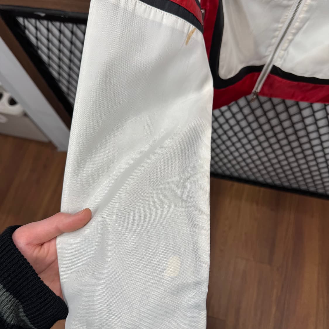 00s USA VINTAGE 크롭 레이싱자켓 패치워크 포인트 레드 화이트 상품이미지10