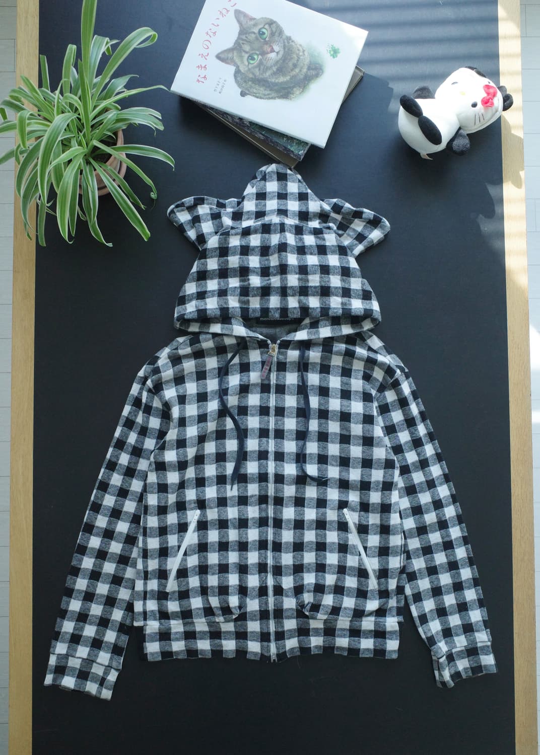 메르시보꾸 스타 체크 후드집업 상품이미지2