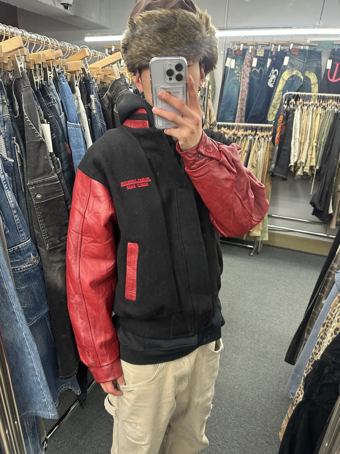 M) CANADA SPORTWEAR 레더암 바시티자켓 상품이미지1