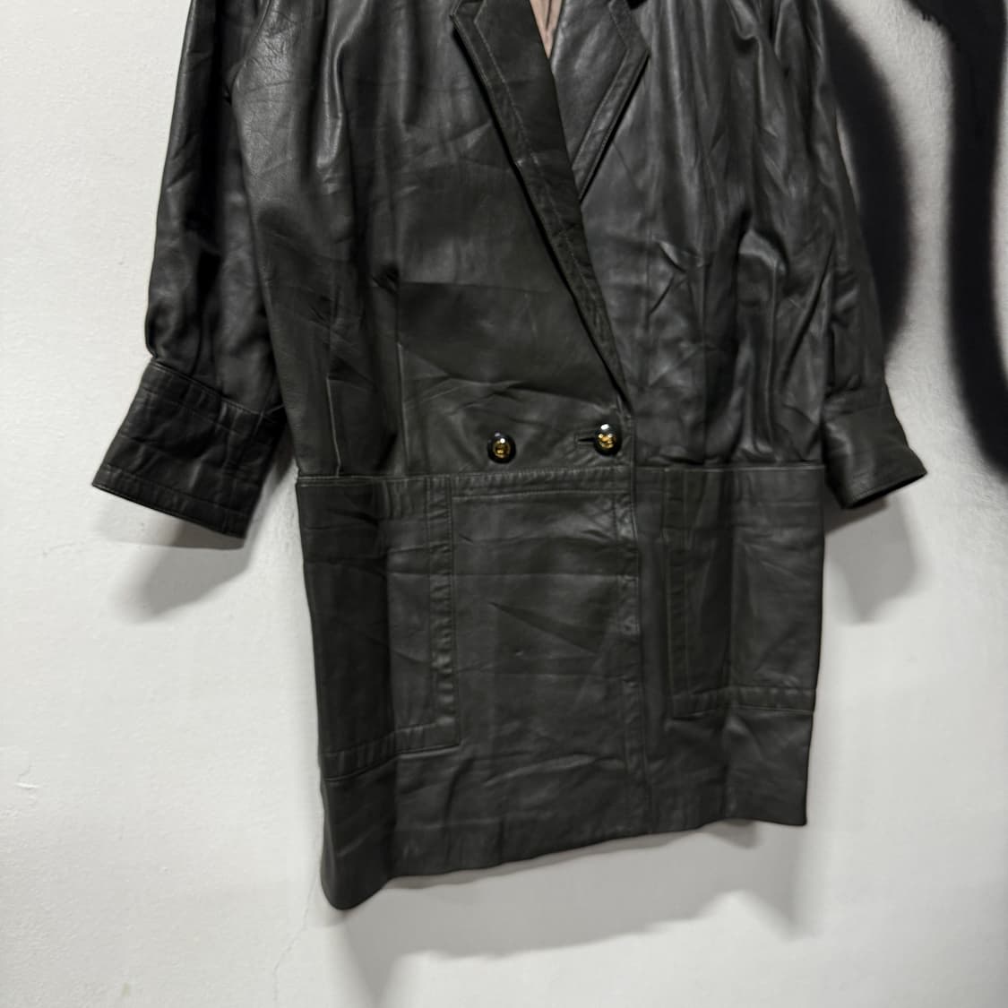 VTG 빈티지 리얼 쉽스킨 100% 양가죽 더블 롱 코트 상품이미지4