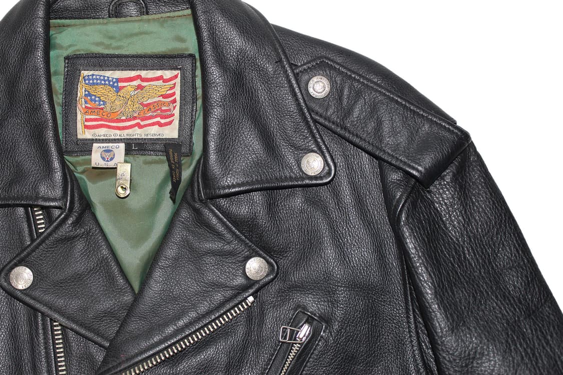 1990s USA AMEKO 아메코 레더 바이커자켓  상품이미지3