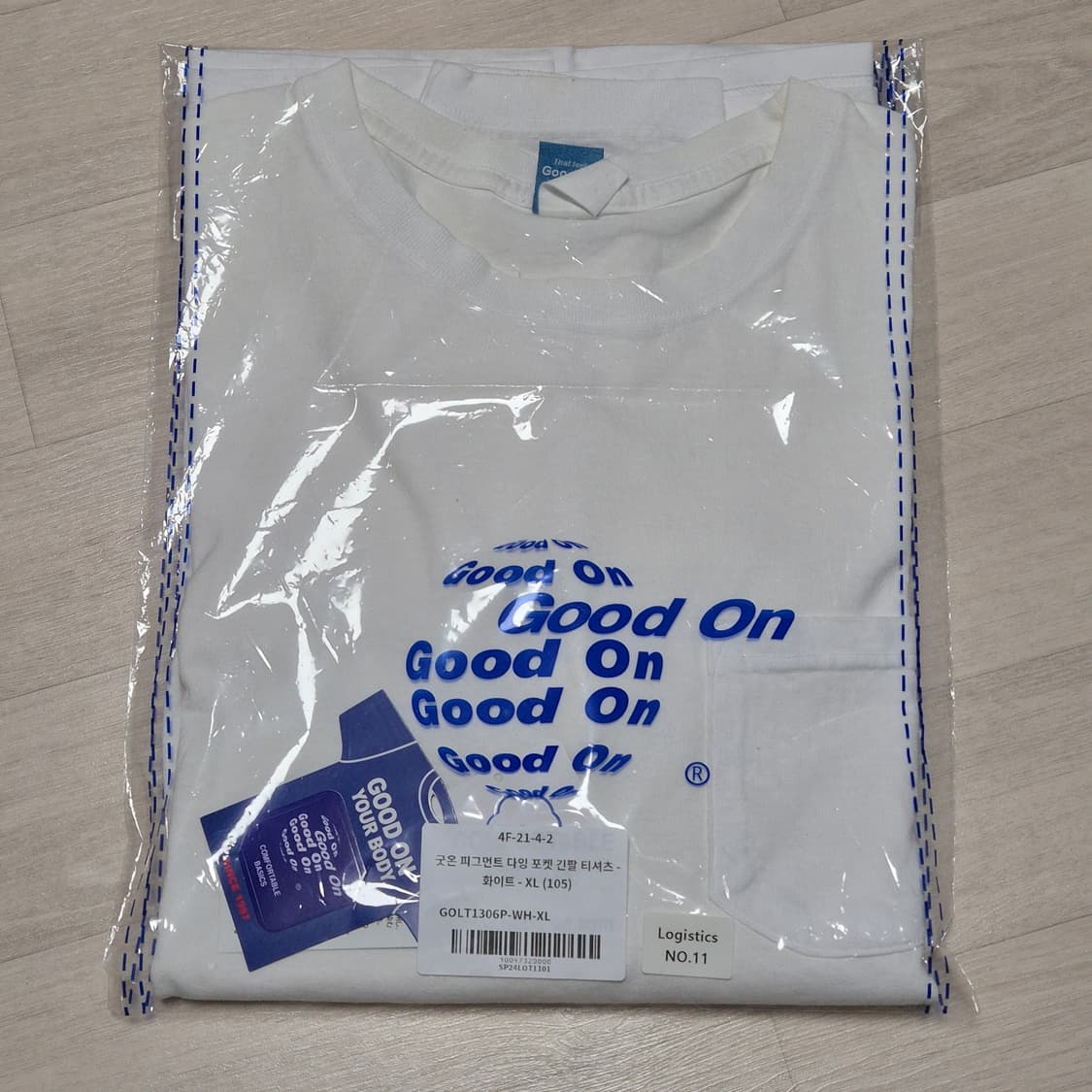 굿온 포켓 롱슬리브 화이트xl 상품이미지3