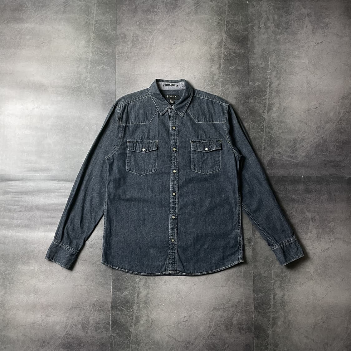 UNKNOWN 빈티지 인디고 스냅버튼 데님 코튼 셔츠 A00518 상품이미지1