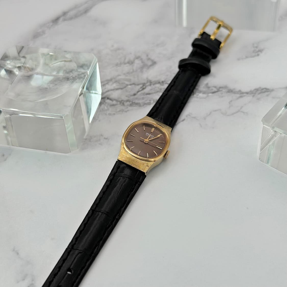 80s90s 빈티지 세이코 골드 텍스처 오벌 워치 상품이미지4