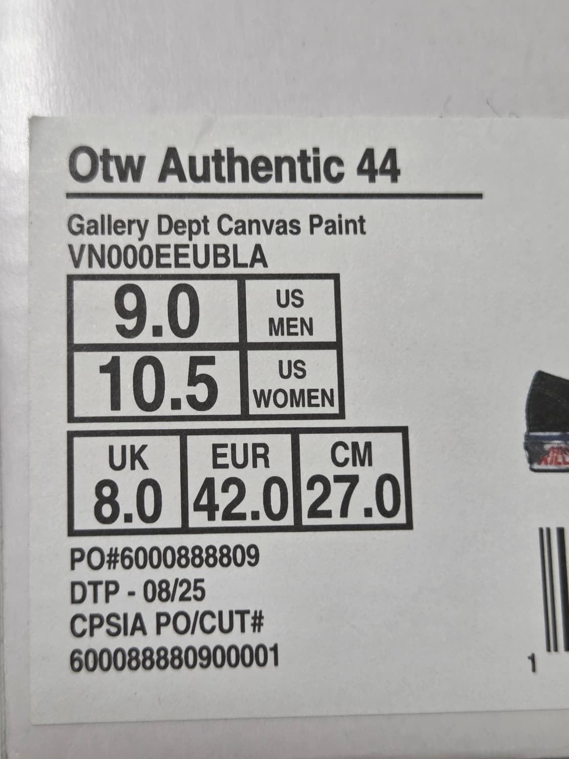 반스 x 갤러리 디파트먼트 OTW 어센틱 44 블랙 270 상품이미지10