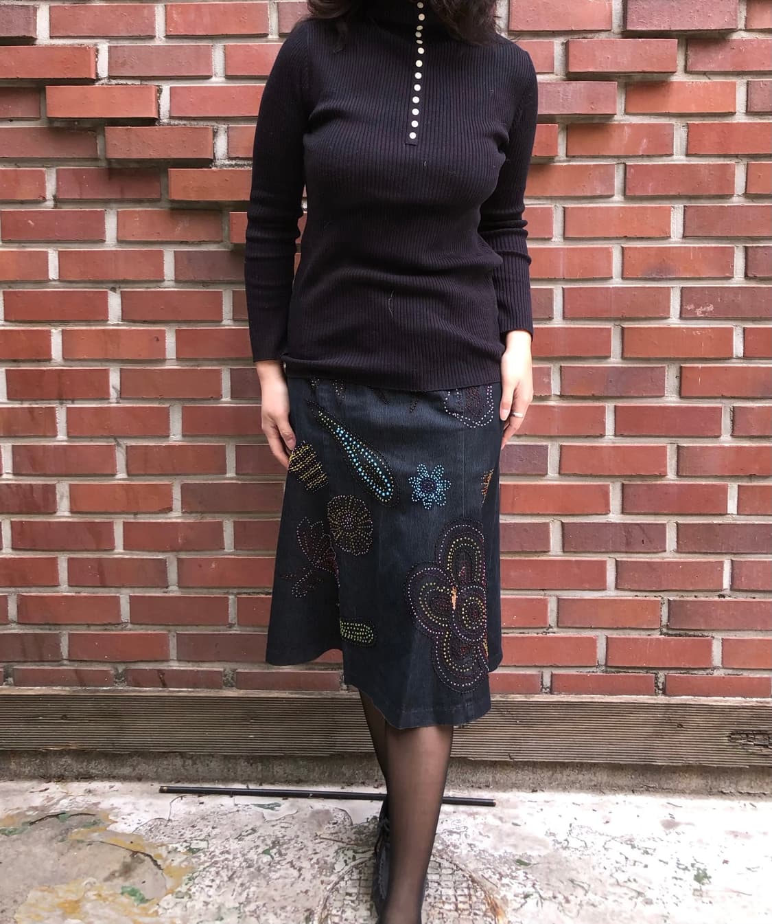 beads denim skirt 상품이미지5