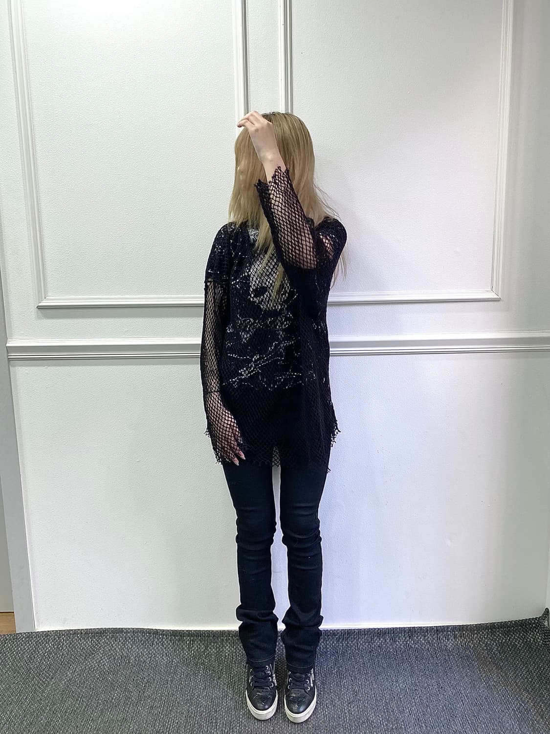 Y2K Girl Black Mesh Sleeve 상품이미지1