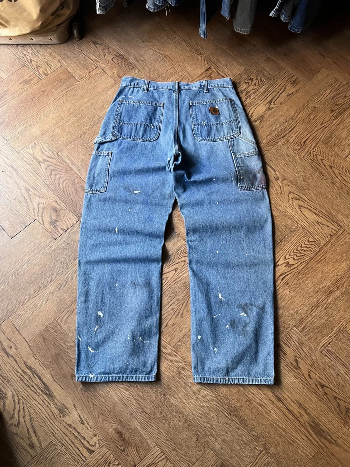 [34]칼하트 USA 빈티지 페인팅 싱글니 카펜터 워크 데님 팬츠 상품이미지1