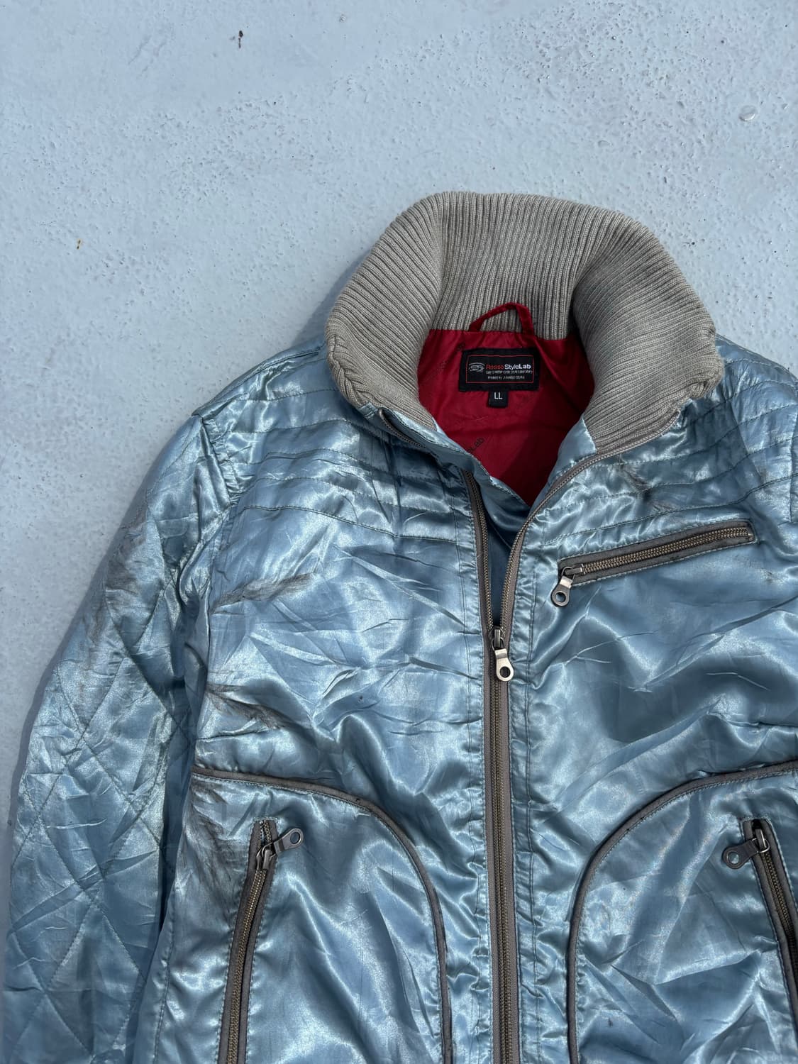 “Vintage” Y2K Mood Sky Blue Zipper Detai 상품이미지3