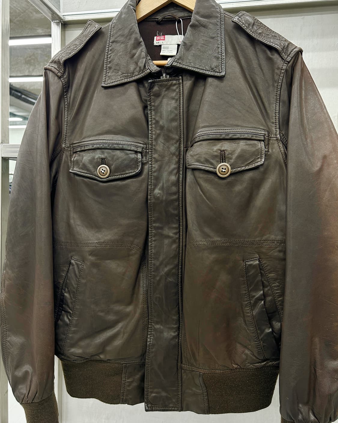디젤 00s 리얼 램스킨 레더 블루종 자켓 브라운 상품이미지2