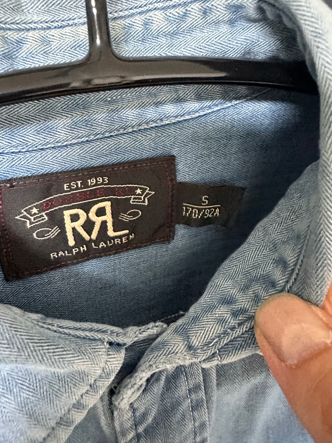 RRL 임브로이더 헤링본 워크셔츠 S 상품이미지4