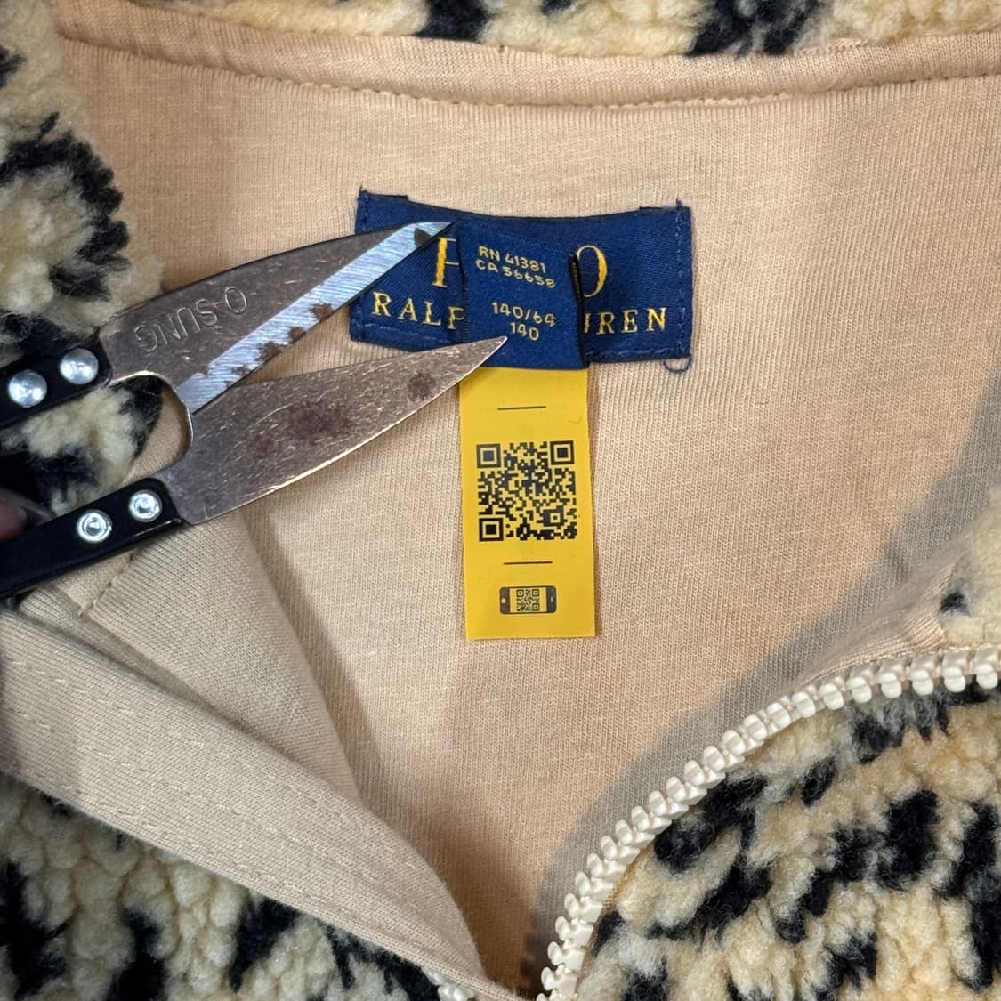 M) 폴로 랄프로렌 아동용 키드 레오파드 털 후리스 집업 상품이미지6