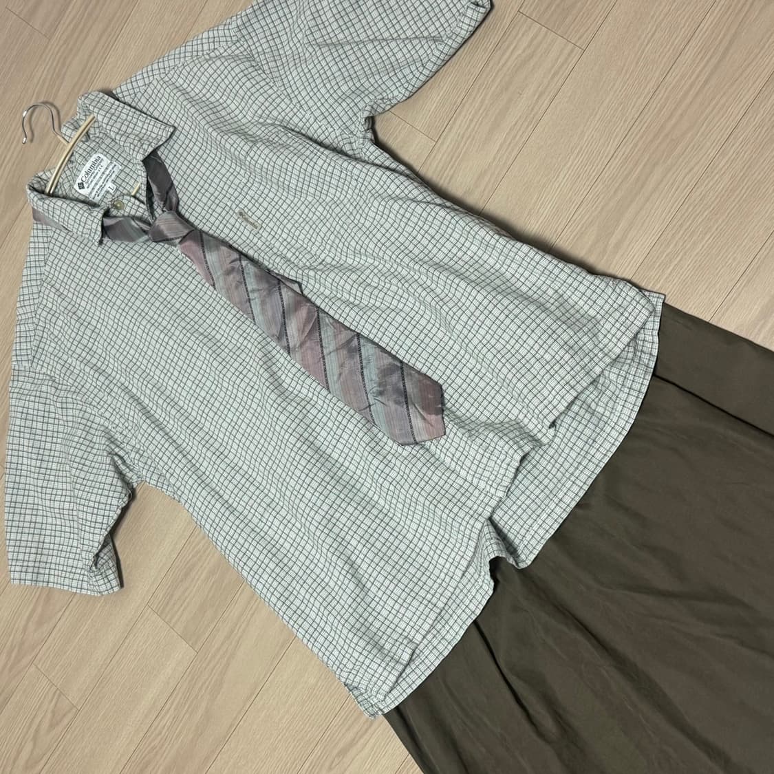 빈티지 모리걸 교복 코디 세트 넥타이 라코스테 반팔 셔츠 스커트 상품이미지6