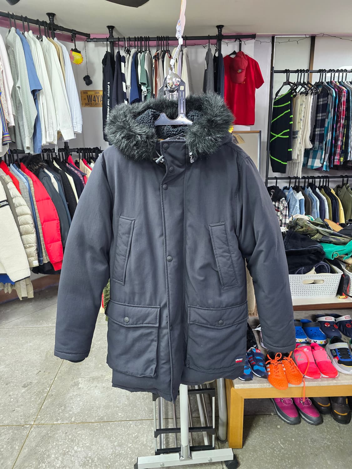 리바이스 후드 퍼 패딩점퍼 블랙 (1325) 상품이미지1