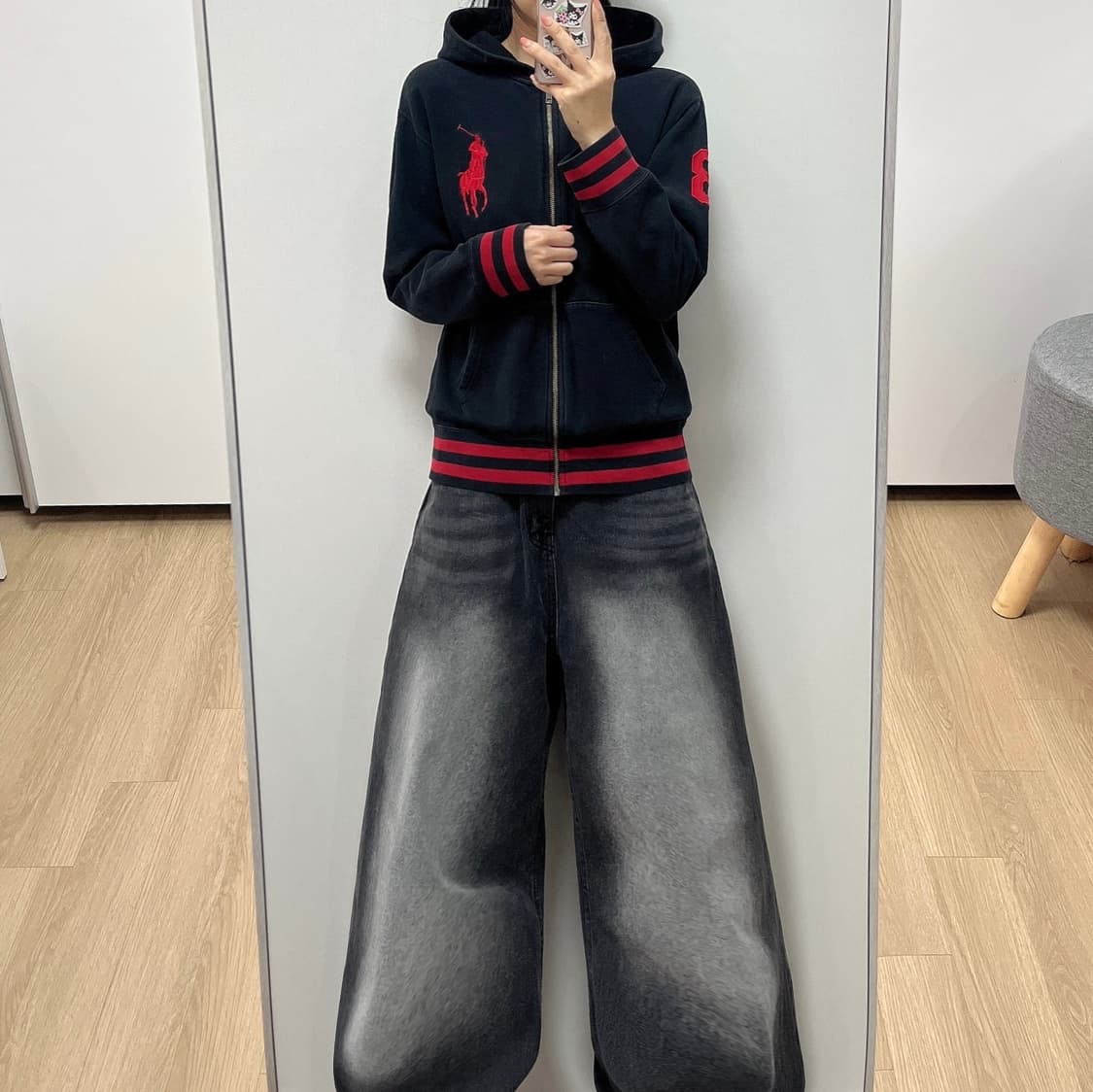 폴로 랄프로렌 빅포니 블랙 후드집업 상품이미지1