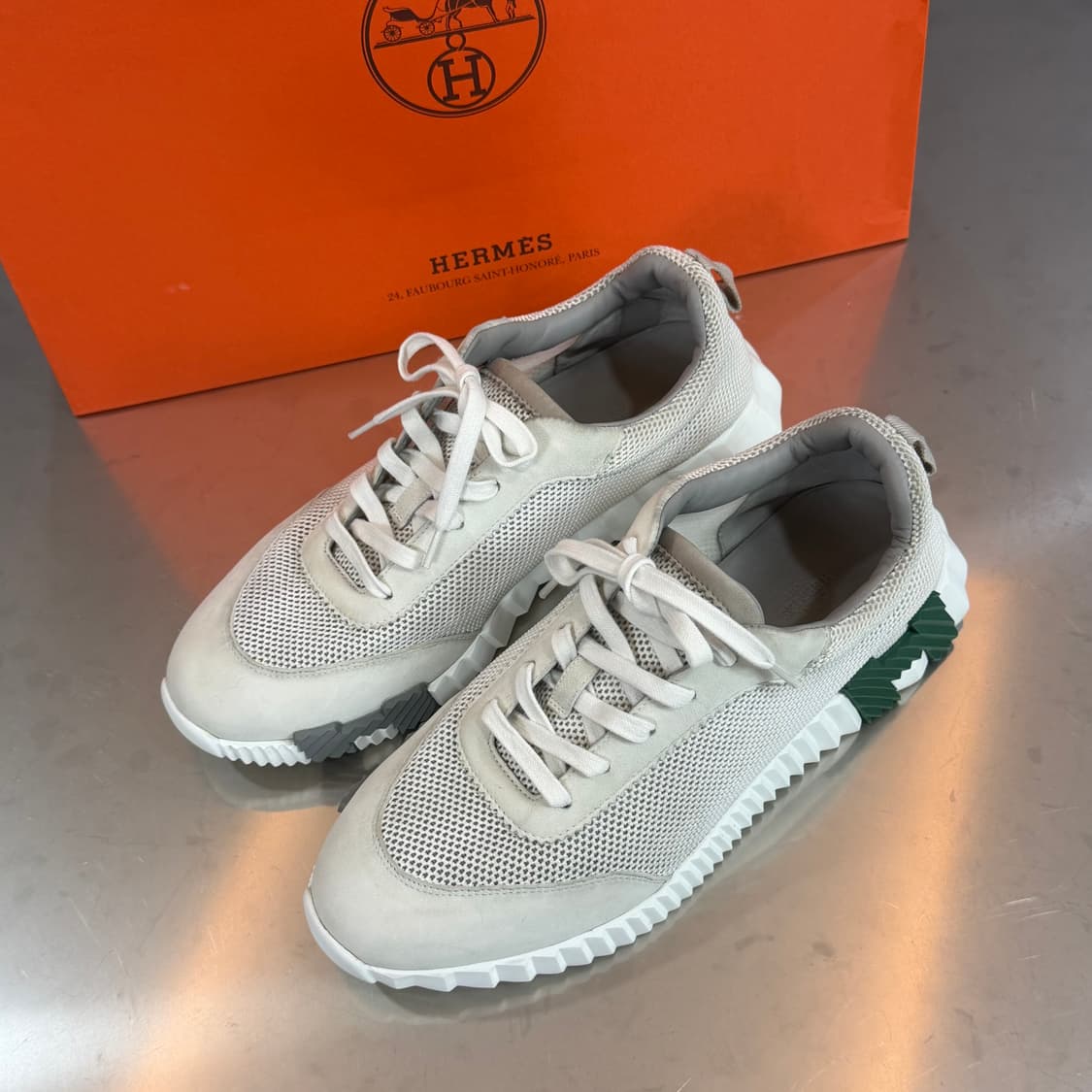 [리오브] 에르메스 바운싱 그린 메쉬 스웨이드 스니커즈 상품이미지2