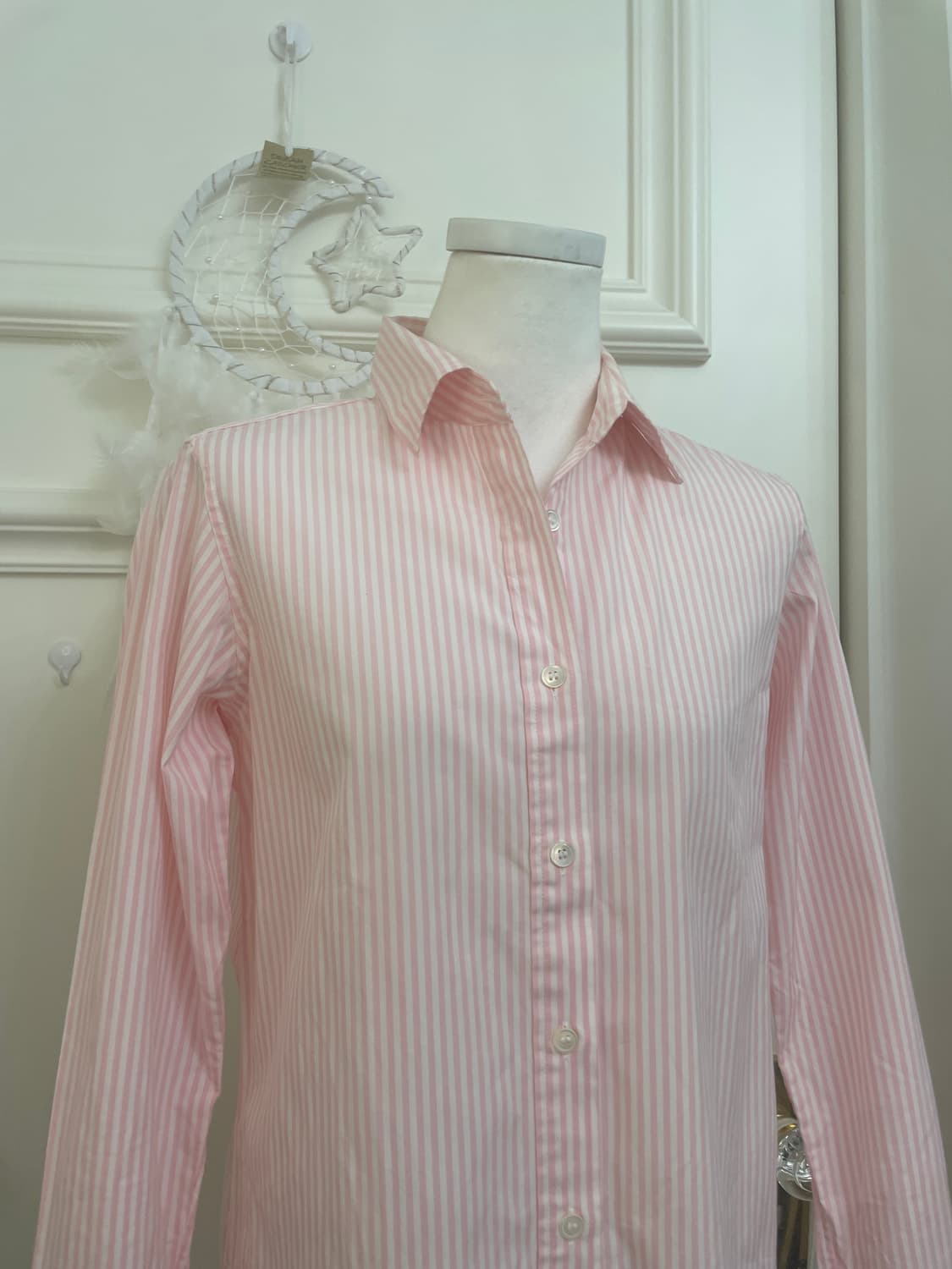 strawberry pink stripe basic cotton shir 상품이미지5