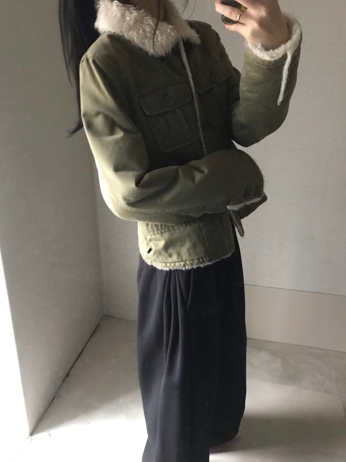 아베크롬비 카키 퍼자켓 상품이미지5