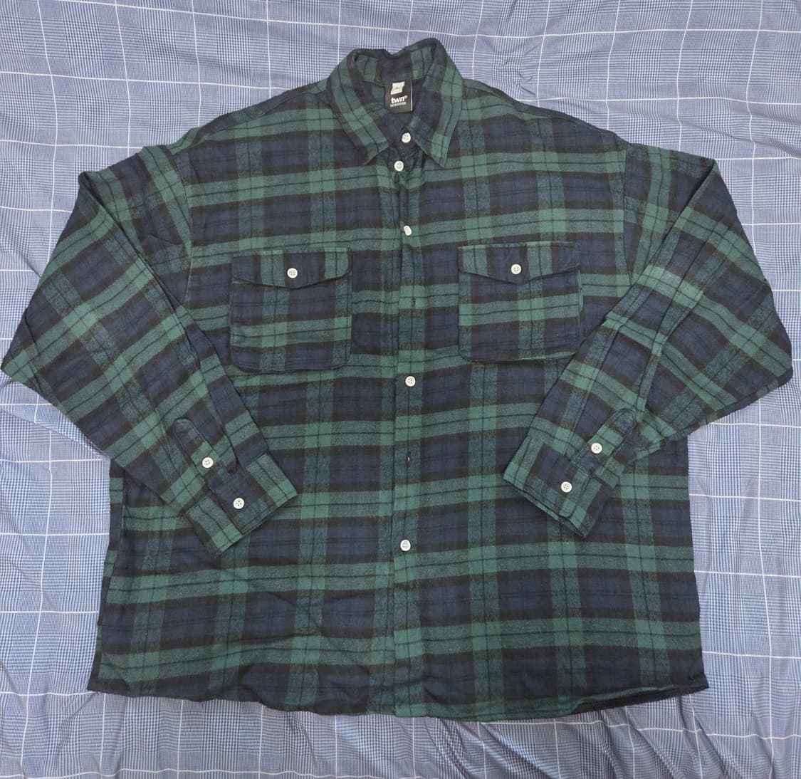 TWN 블런트 체크 셔츠 네이비 L사이즈 상품이미지2