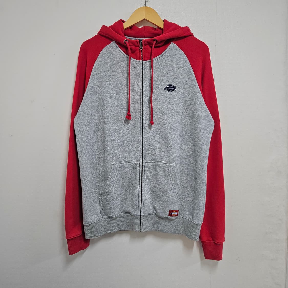 M 95-100 디키즈 나그랑 배색 후드집업 그레이 레드 상품이미지2