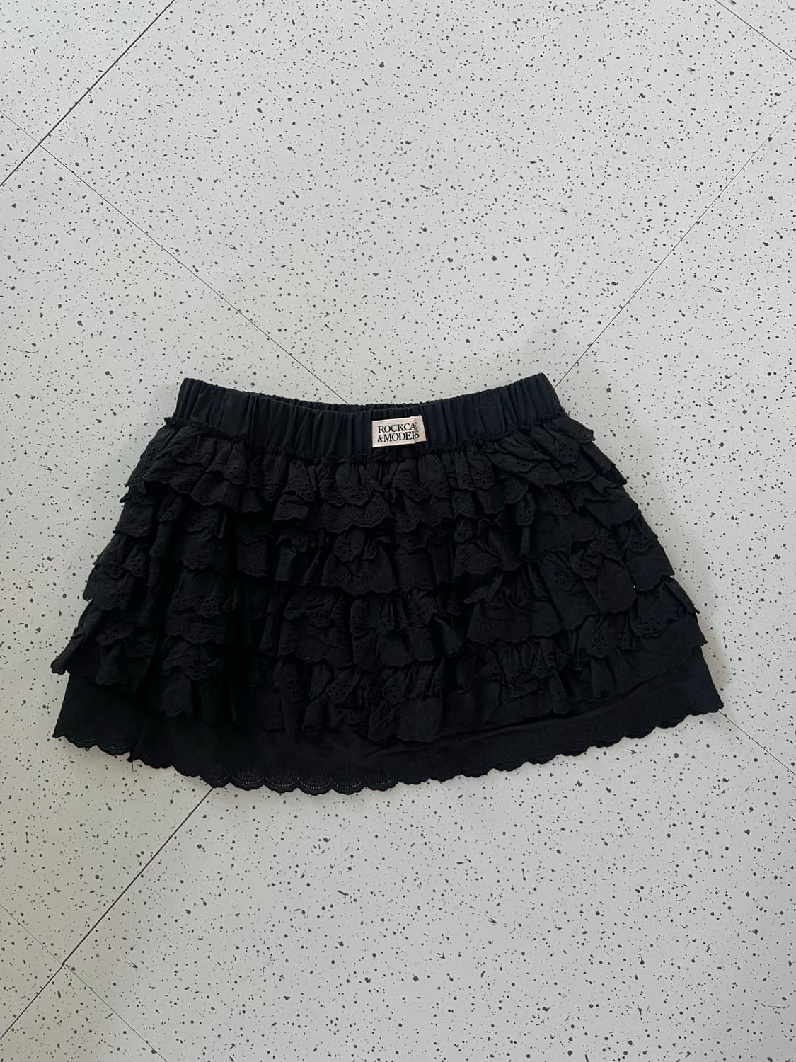 락케이크 레이스 캉캉 미니스커트 레이어드스커트 블랙 상품이미지3