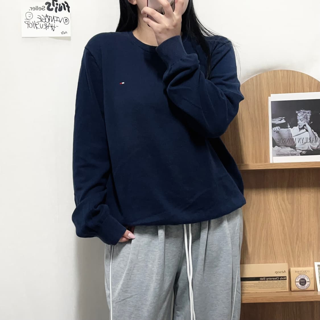 [정품] 타미 네이비 라운드 니트 [ L ] 상품이미지2