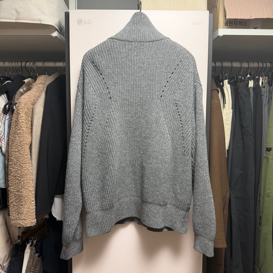 언어펙티드 니트집업 그레이 (L) 상품이미지3