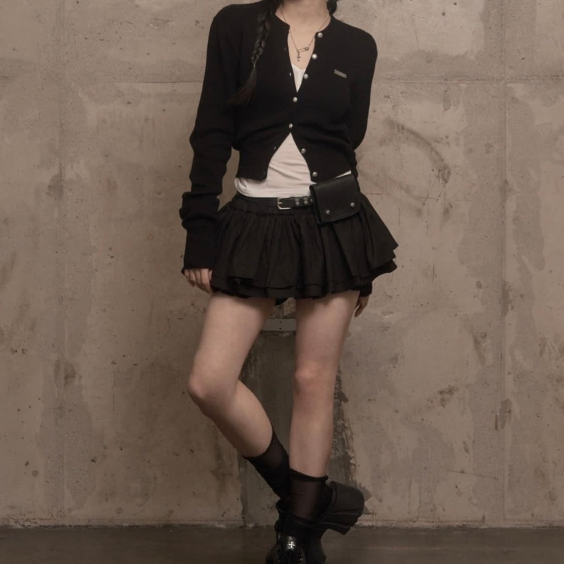 KHAKIPOINT) Cancan Skirt Pants [ black ] 상품이미지4
